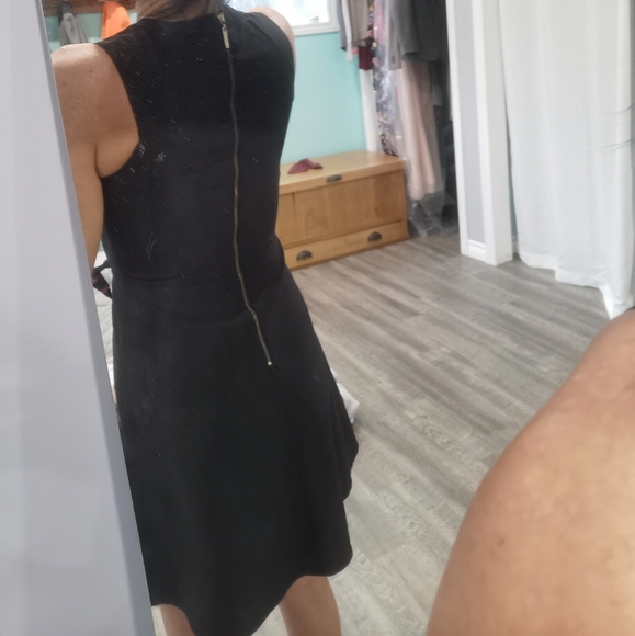 00 / XXS Black Structured Lined Gold Zipper Dress - Picture 4 of 11